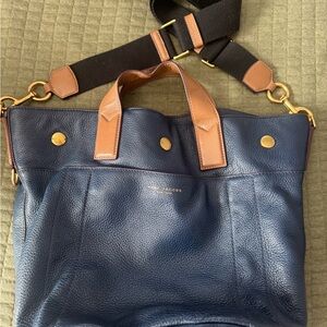 Marc Jacobs Blue and Brown Leather Messenger Bag
